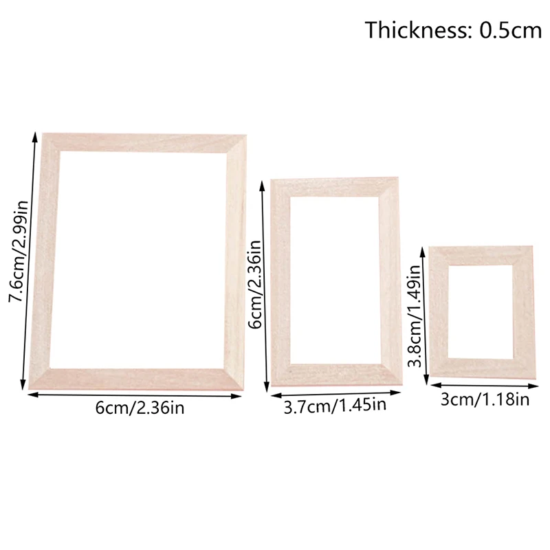 3 sztuk/zestaw domek dla lalek miniaturowy drewniana ramka na zdjęcia Model imitacja wyposażenia DIY akcesoria dekoracja do domku dla lalek zabawka