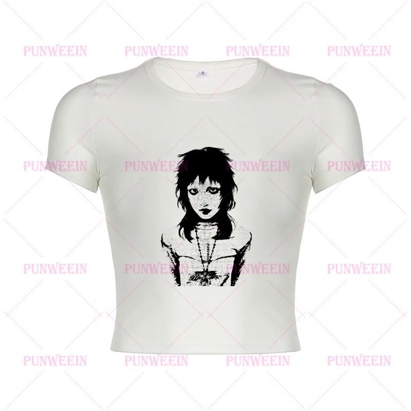 Aesthetic Subculture Vintage Grunge White Camisole Top Streetwear Punk Vintage Punk Crop Top Harajuku gothic chic emo girls vest