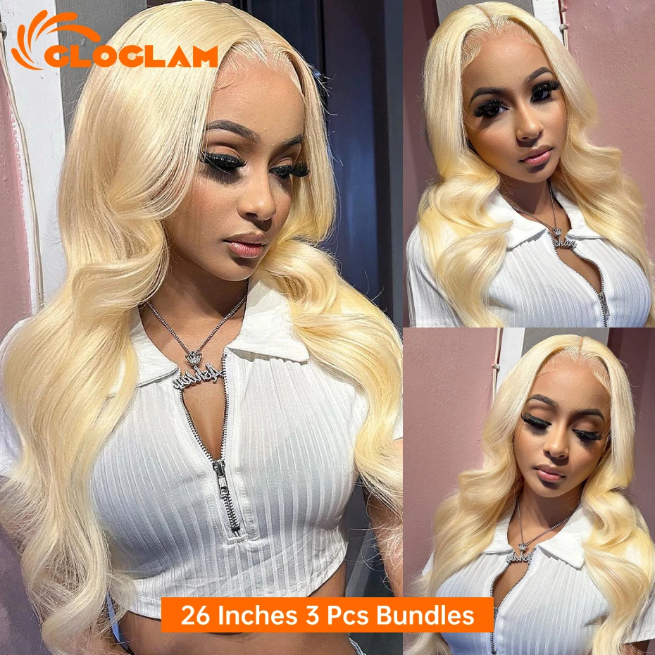 613 شقراء الجسم موجة 100% حزم الشعر البشري ريمي وصلات شعر بشرية للنساء 30 32 34 36 38 40 بوصة حزم لحمة مزدوجة