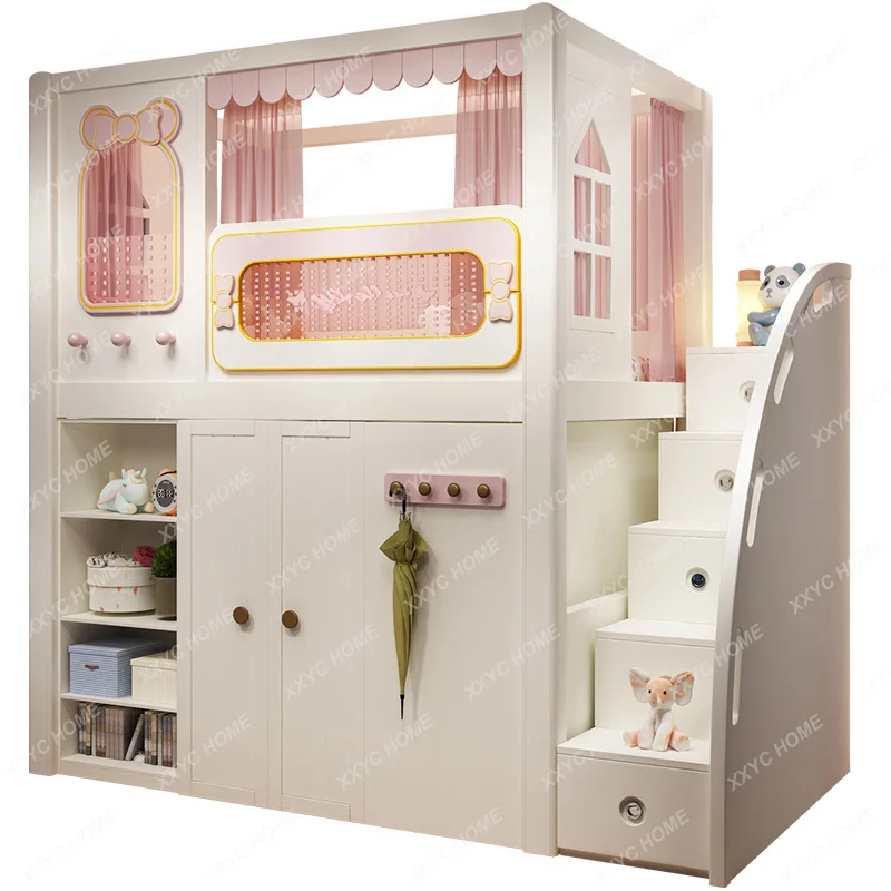 Bed Desk Multi-Functional Component Wardrobe Integrated Children's Bed Girl Princess Adult Cloakroom Bed