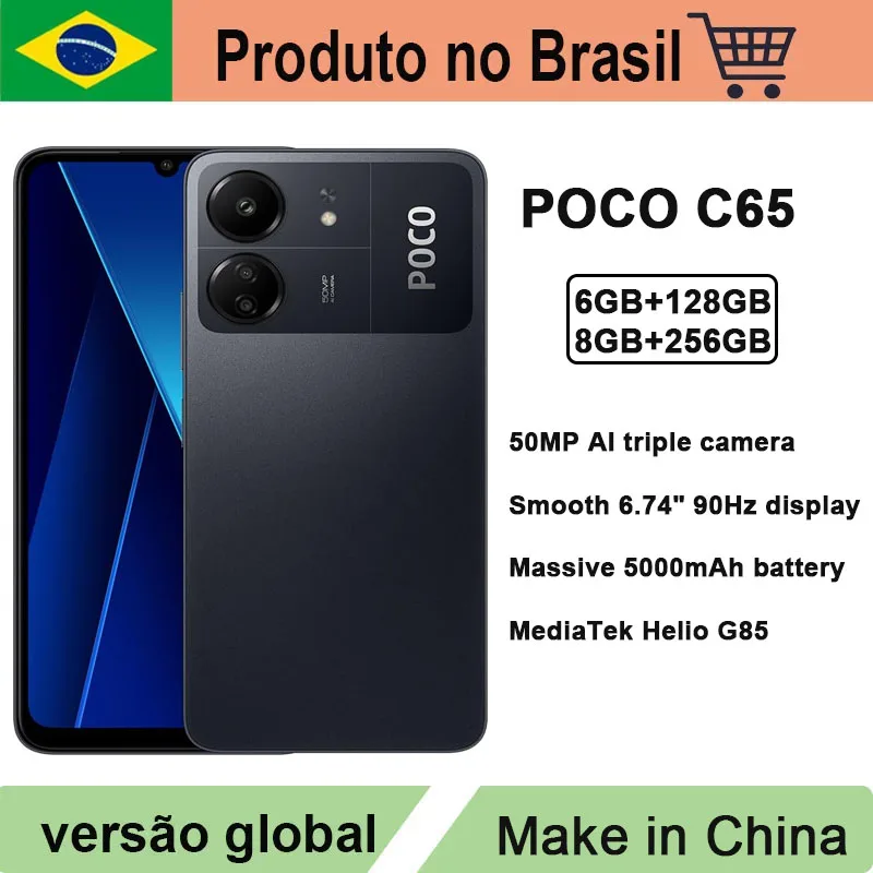 POCO C65 4G MediaTek Helio G85 6.74 90Hz Display 50MP Triple Camera 5000mAh with 18W Fast Charging Cellphone Smartphone