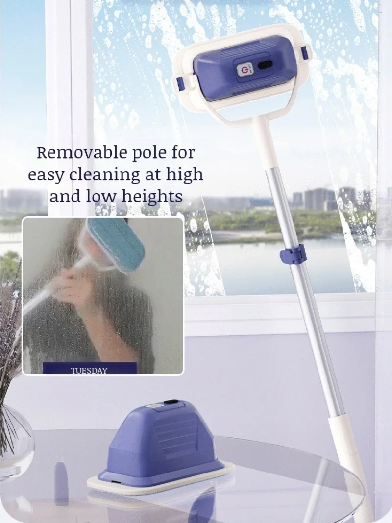 Electric cleaning wipers extended pole bendable window cleaner dualuse household glass cleaner