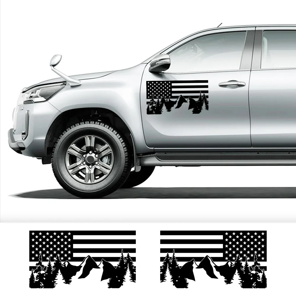 Car Stickers For Ford F150 Toyota Hilux Dodge Ram Isuzu Dmax GWM Cannon Mitsubishi L200 Universal Graphics USA Flag Decor Decal