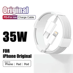 Oryginalny kabel do szybkiego ładowania 35W PD dla iPhone 12 13 mini 7 8 14 Plus 11 Pro XS Max XR X USB-C szybka ładowarka kabel danych 1m 2m 3 m