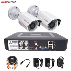 Sistema de cámaras de seguridad CCTV, Kit analógico HD1080P/720P AHD, 4 canales, DVR, 2 piezas, cámara de Metal tipo bala, impermeable, videovigilancia