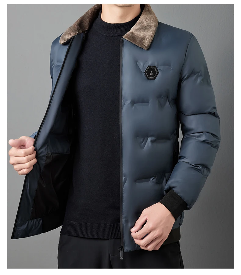 

Men Windproof and Warm Fleece Jacket Male Plus Velvet Collar Short Cotton Parka Design Parkas Coats Men Thickened Cotton Jacket