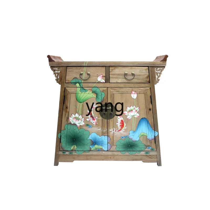 

CX Modern New Chinese Painted Solid Wood Porch Toe-up-Warped Shoes Cabinet Antique Two-Door Storage Partition Hall Cabinet