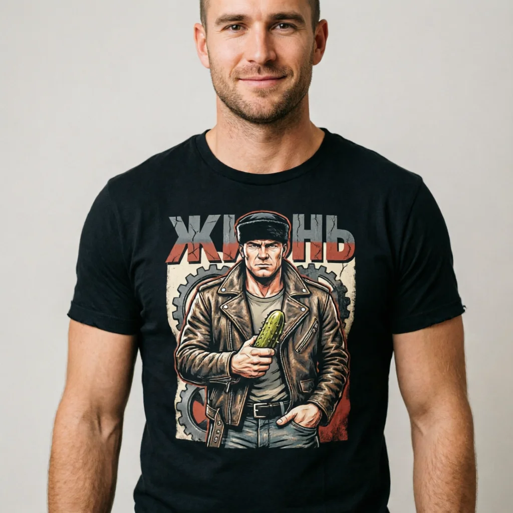 Футболка Gopnik Life Vintage Streetwear для мужчин – ретро-футболка с русским уличным принтом в стиле кэжуал.