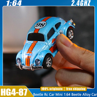 Rc Car Mini 1:64 Beetle Alloy Remote Control Car 4WD Desktop Ultra Small Drift Cars Pocket Custom Kids Holiday Gift Boy Toy