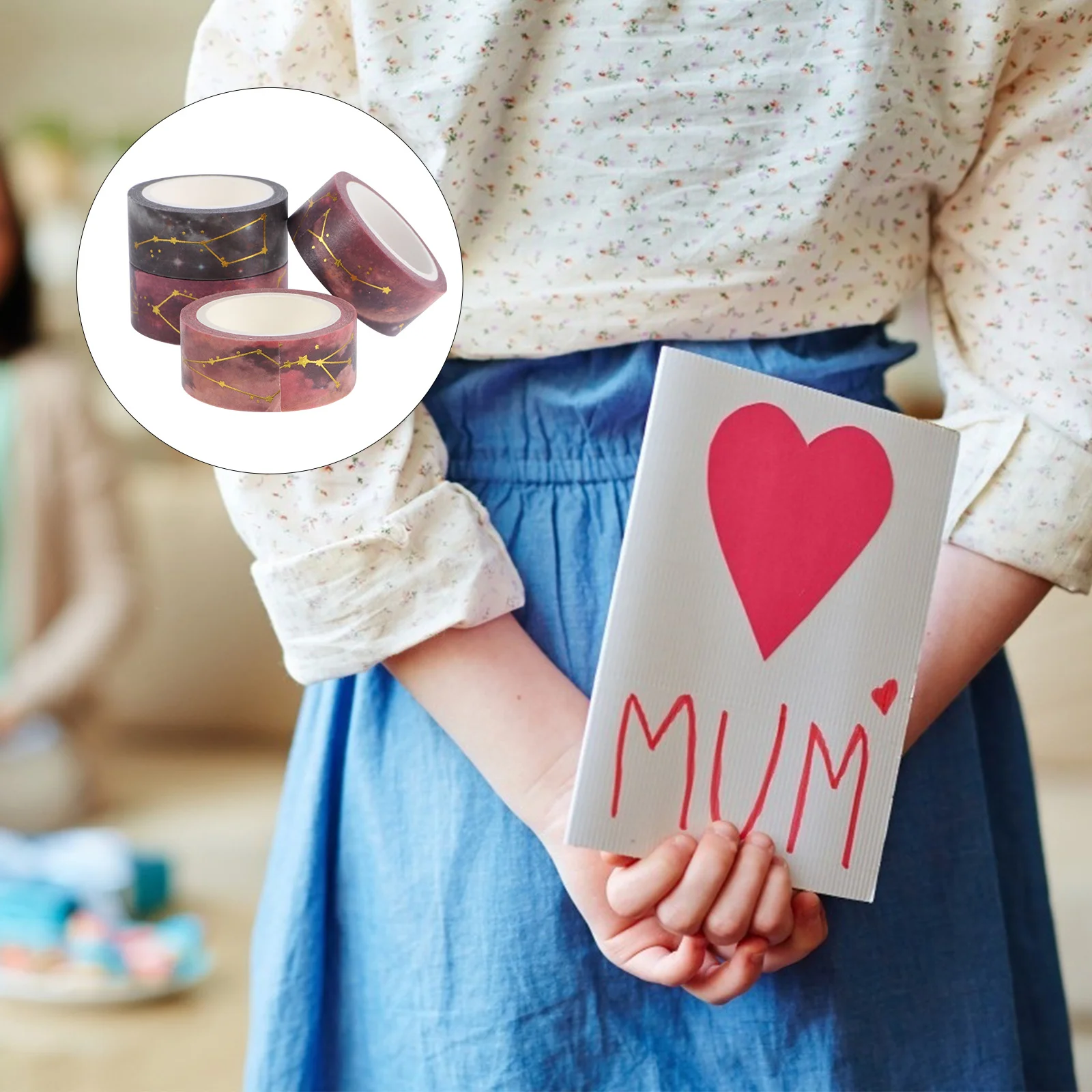 

4Pcs Decorative Washi Tape Hot Stamping DIY Craft Supplies for Home Office Stationery Decoration Washi Paper Stickers Set