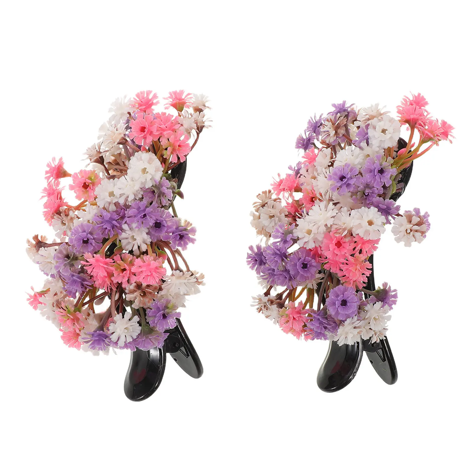 

2pcs Gypsophila Clips Floral Duckbill Barrettes Elegant Hair Accessories For Wedding Party Prom Flower Hair Clips For Women