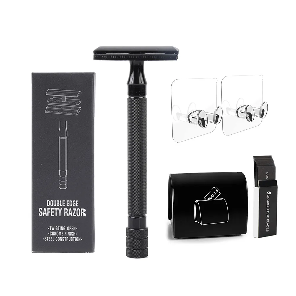 

Винтажная бритва из нержавеющей стали с двойной кромкой, безопасная бритва, 2 шт., набор липких крючков, инструмент для бритья, ручная безопасная бритва с лезвием бритвы