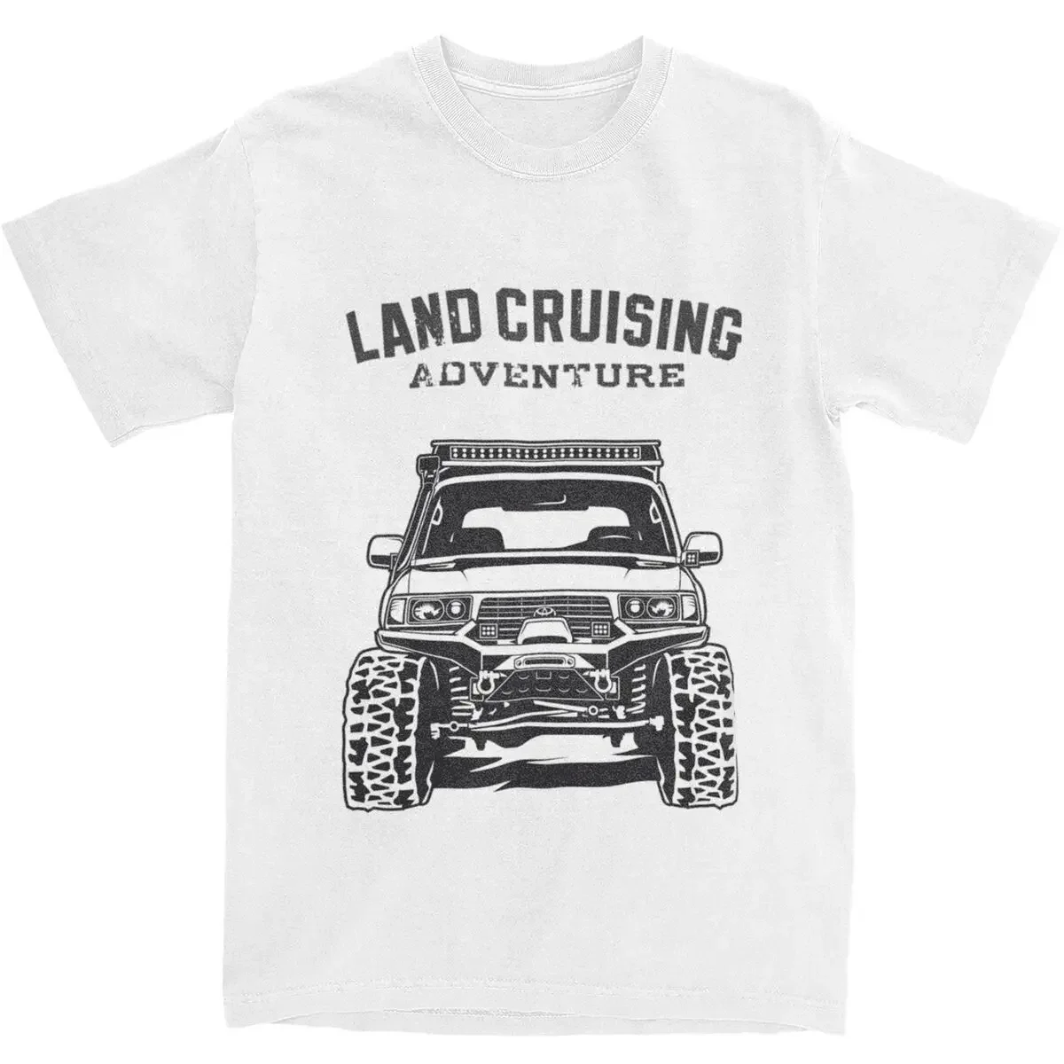 Vintage Landcruising Adventure Land Cruiser 80 Off Road T-Shirts Men Pure Cotton FJ80 Off-road Car Tee Shirt Graphic Clothing