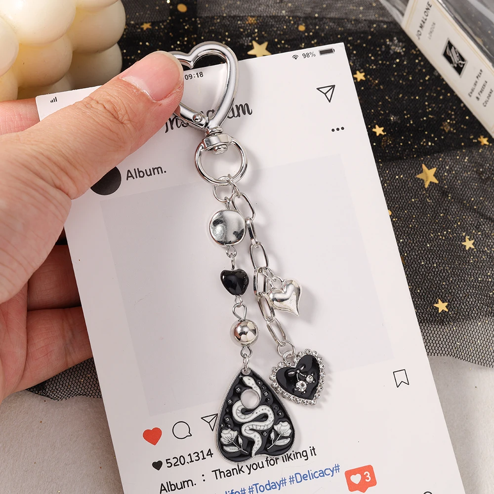 Aihua Steampunk Böser Blick Herz Mond Schlüsselanhänger Cool Ins Schwarze Rose Schlange Schlüsselringe Anhänger Handtaschen-Accessoires Y2K Schmuck Geschenke – Detail 4