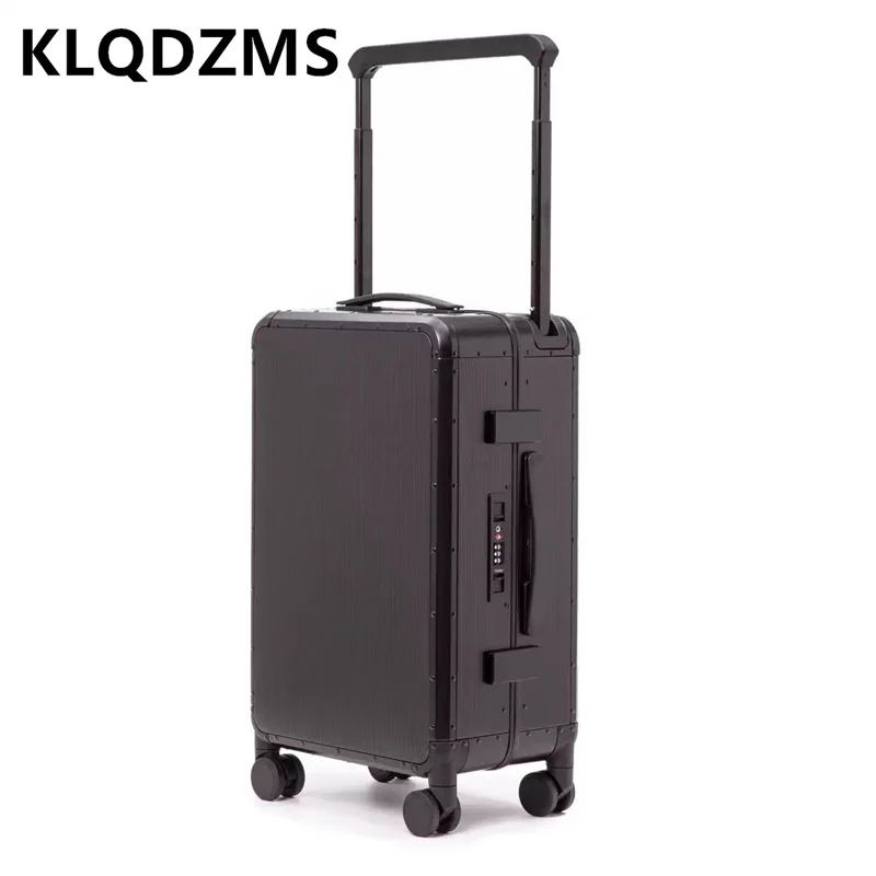 KLQDZMS Neuer Koffer aus Aluminium-Magnesium-Legierung für Herren, 20 Zoll, tragbar, mit breiter Zugstange, Reisekoffer mit Passwort