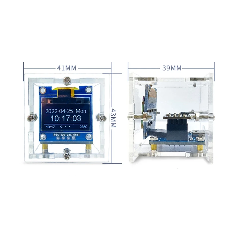 ESP8266 DIY Electronic Kit Mini Clock OLED Display Connect With Shell DIY Soldering Project