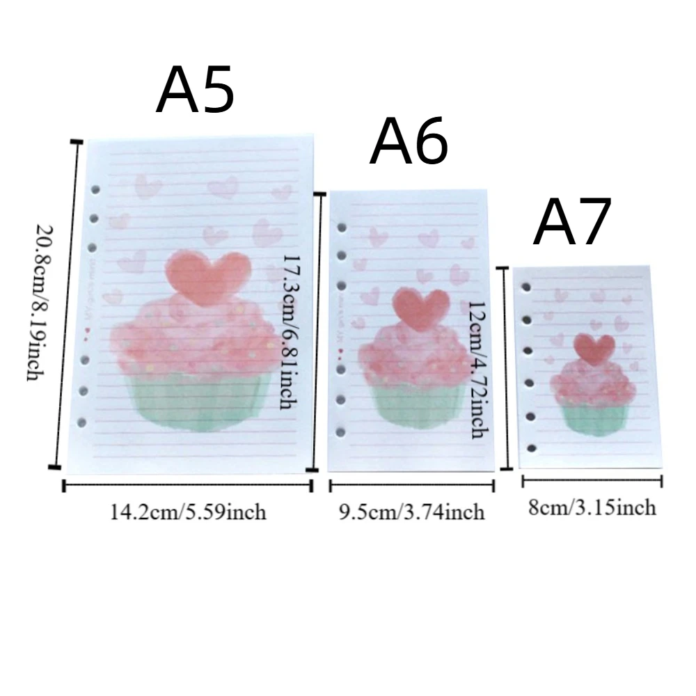 40Sheet A5 A6 A7 Loose-Leaf Refill Paper Cake 6-hole Inner Refill Spiral Binder Paper Blank Connell Stationery Paper Stationery