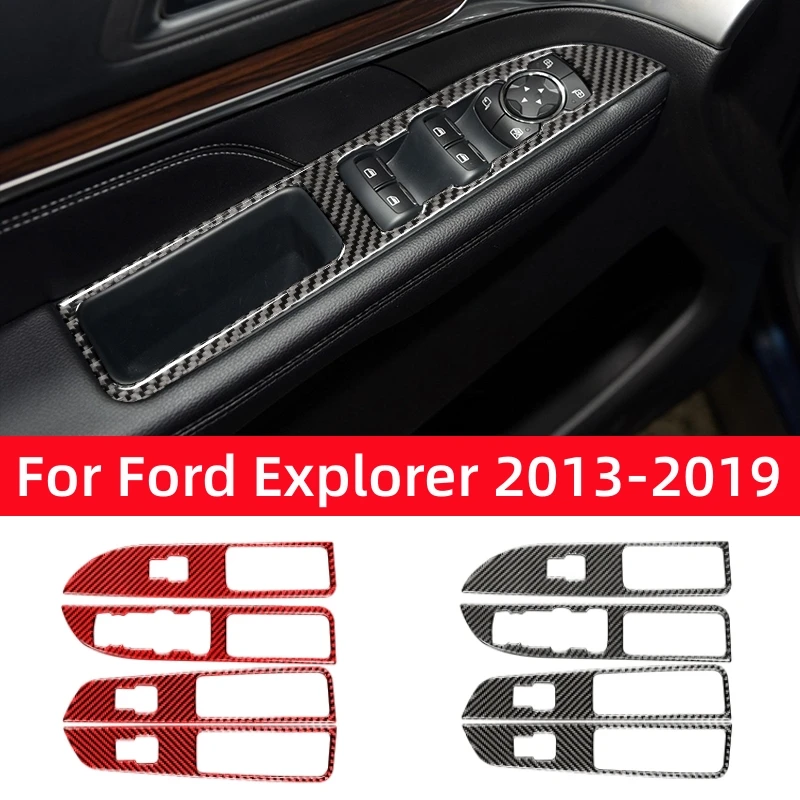 

Carbon Fiber for Ford Explorer 2013-2019 Car Accessories Interior Car Windows Lift Control Panel Decoration Cover Sticker Decal