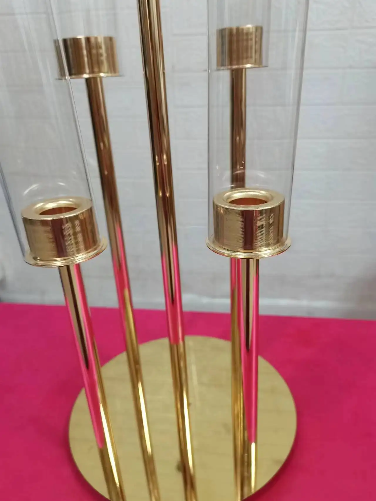 4/5/10 Stück 65cm Luxuriöse Messing-Gold-Hochzeits-Kerzenleuchter mit 5 Armen, winddicht, für verschiedene Stabkerzen, Metall-Kerzenhalter, Laternen und Kerzengläser – Detail 6