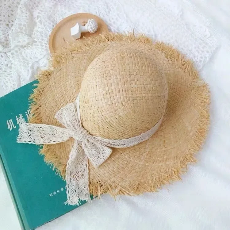 Spring/summer 2023 New Lace Rafi Straw Hat Beach Holiday Travel Shooting Sun visor Hat