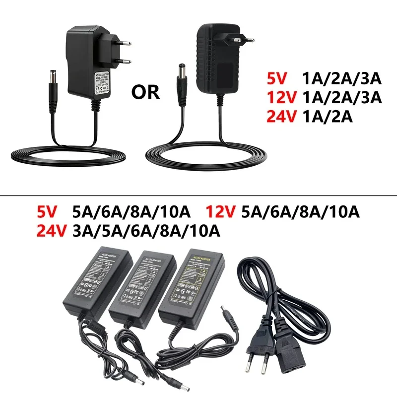 5V 12V 24V Power Supply Adapter Transformer AC 220V 110V TO DC 5V 12V 24V PowerSupply 1A 2A 3A 5A 6A 8A 10A For Router