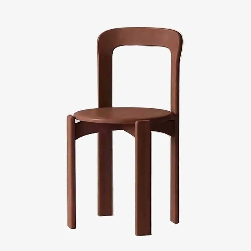 

4 Solid Wood Dining Room Chairs, Kitchen Chairs, Modern Backless Barstool, Kitchen, Backyard Lawn Bistro - Dark Brown