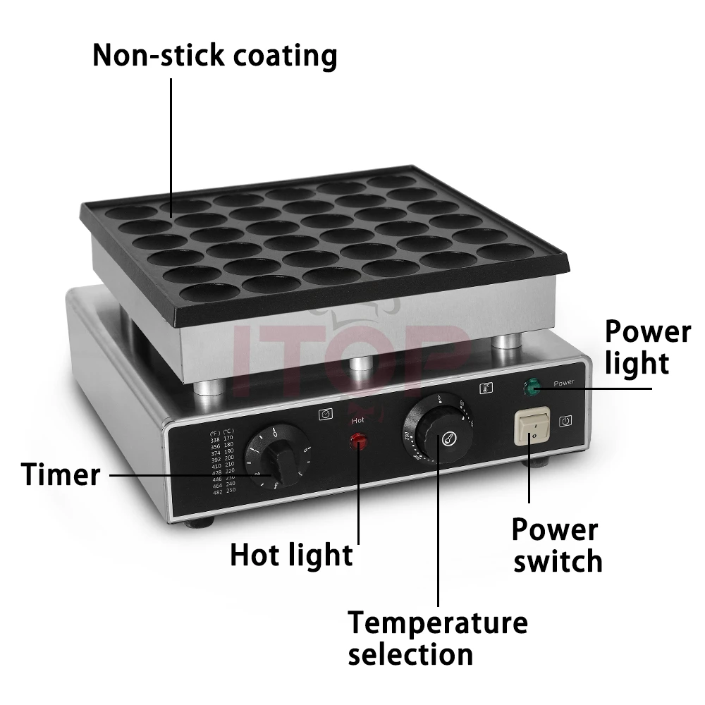 ITOP Mini Pancake Machine Commercial Electric Pancake Maker 25/ 36/ 50 Holes