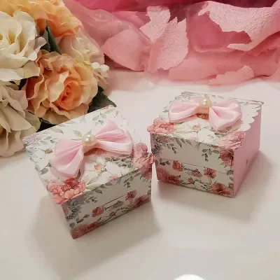 New Creative Romantic Marbling style Candy Boxes Wedding Favors and Pink Gifts Box Party Supplies Baby Shower Paper Sweet Chocol