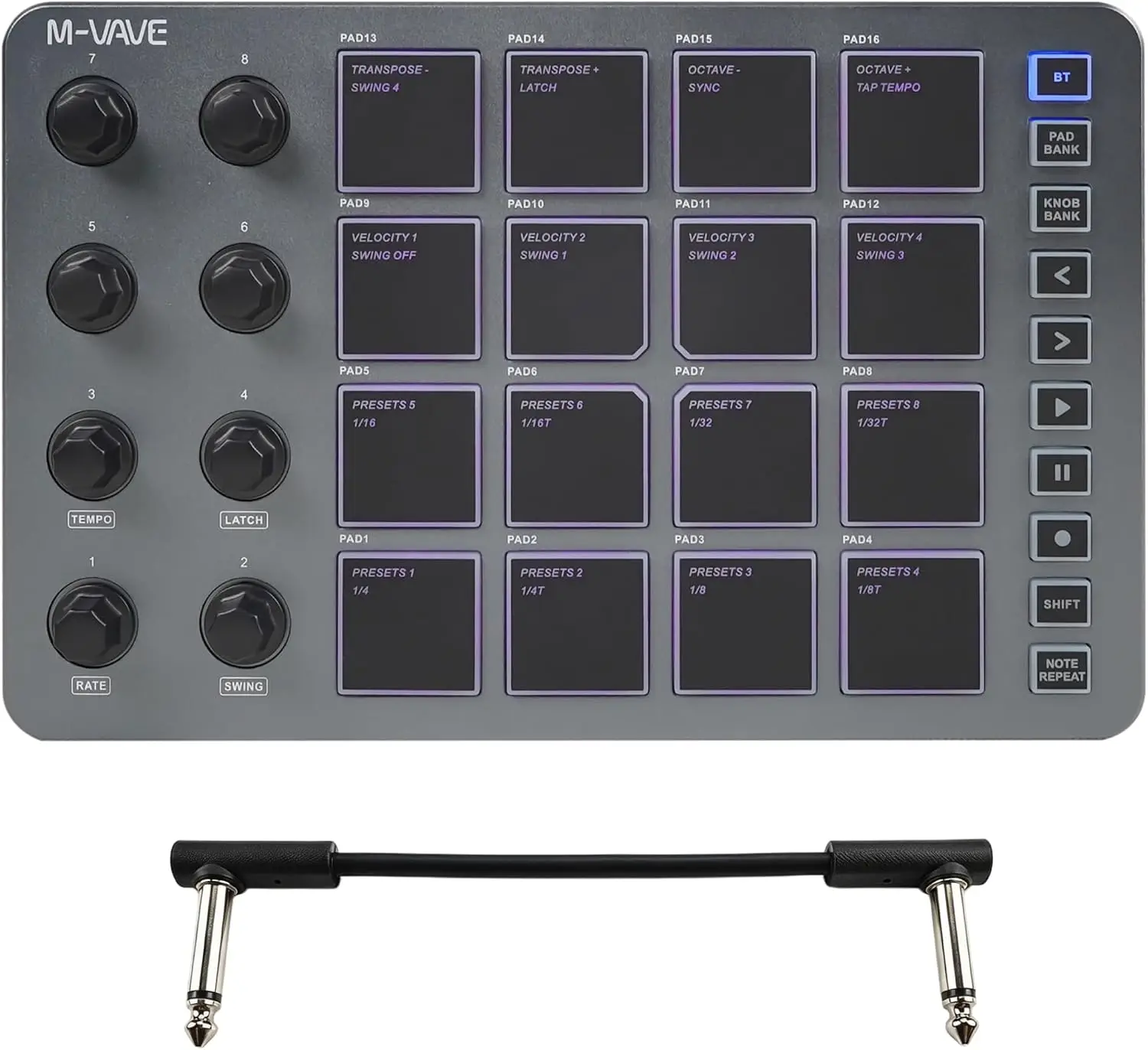 controlador-midi-inalambrico-m-vave-smc-pad-16-pads-con-retroiluminacion-rgb-8-perillas-sensibilidad-a-la-velocidad-y-al-tacto-bluetooth-usb-c-2000-mah