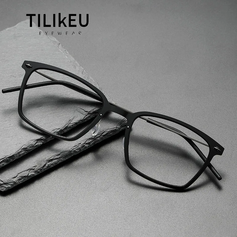 

Дания, прозрачная оправа для очков, мужская 6365, нейлоновые титановые ножки, сверхлегкая деловая квадратная безвинтовая серая оправа для очков, большая оправа