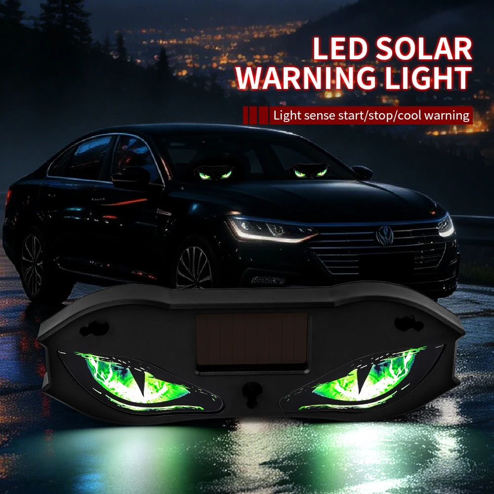  Solar Powered Car Neon Light Wireless Cool DEMON EYE Led Ambient Light Suction Cup USB Rechargeable Atmosphere Breathing Lamp