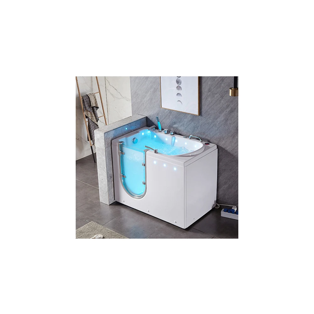 

Acrylic Portable Wheels Freestanding Massage Walk in Bathtub For The Elderly