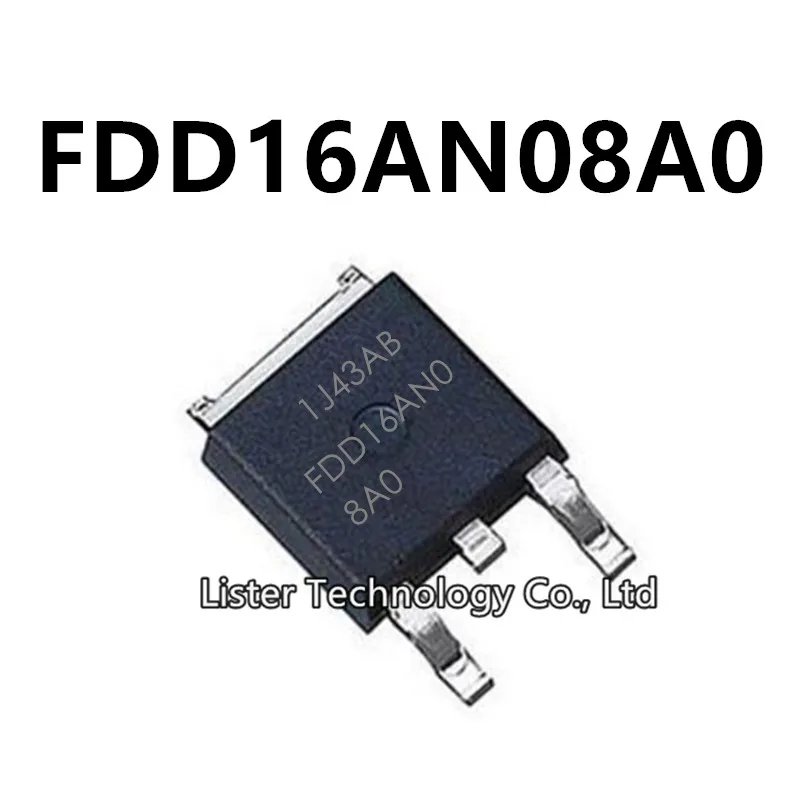 10~100PCS/Lot New FDD16AN08A0 TO-252 FDD16AN08AO 16AN08A0 16AN08 50A/75V SMD N-channel Mosfet field-effect transistor