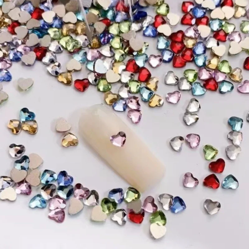 wholesale 3mm Mini Heart INS Hot Flat Back Nail Rhinestone  Special Shaped Crystals Art Stones 3D Personalized Decoration