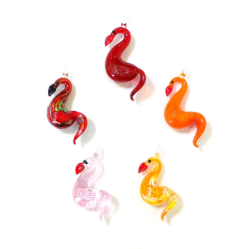 

Ins Style Mini Glass Flamingo Pendant Cute Bird Charm DIY Craft Supplies Perfect Summer Beach Party Gift for Handmade Lovers
