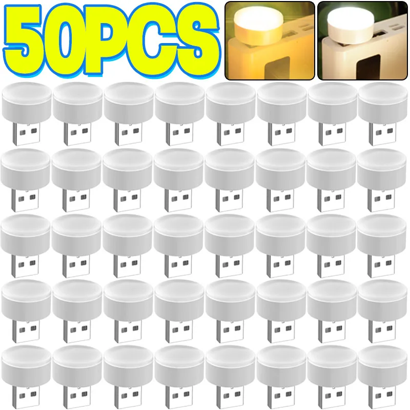 

Красивый 50/1 шт. мини-USB-ночник, теплый белый, защита глаз, светильник для чтения книг, USB-разъем, компьютер, мобильная зарядка, светодиодный ночной светильник
