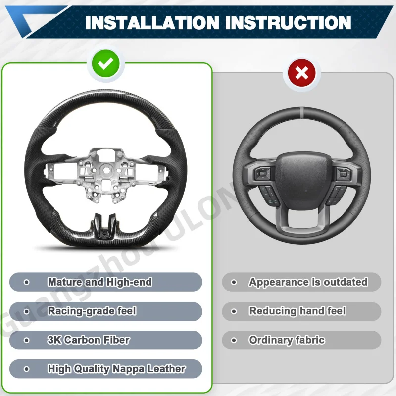 High Quality D-Shape Custom Universal Sport Car Steering Wheel