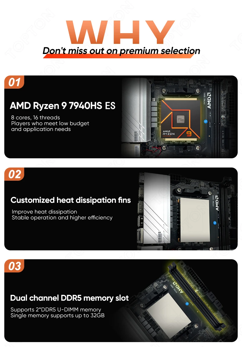 AMD Ryzen 9 7940HS/8945HS Mini-ITX-Motherboard |   2×DDR5 64GB |   2×NVMe PCIe4.0+4×SATA3 Dual 2,5G LAN | Firewall/NAS/Gaming 17×17cm