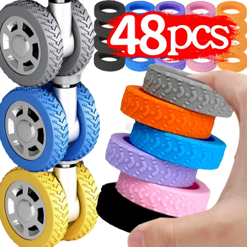 1/48Pcs Luggage Wheels Protector Thicken Silicone Texture for Luggage Reduce Noise Travel Luggage Wheels Cover Accessories