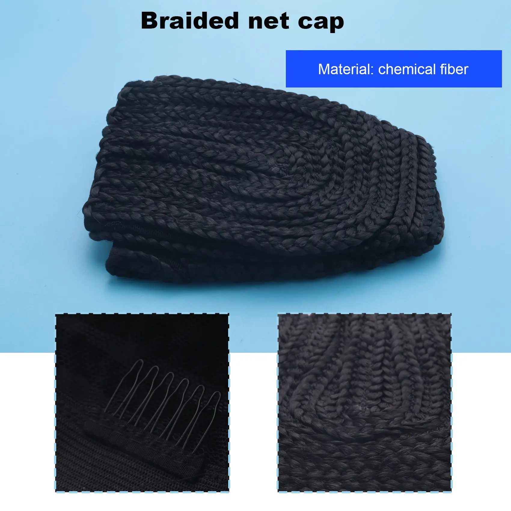 Super Elastic Cornrow Cap for Weave, Crochet Braid, Wig Caps para fazer perucas, Top Quality, Weaving Net, cor preta, 1Pc