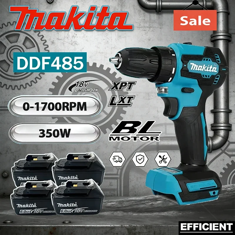 

Аккумуляторная бесщеточная ударная дрель-шуруповерт Makita DDF485 10 мм LXT, компактный многофункциональный инструмент