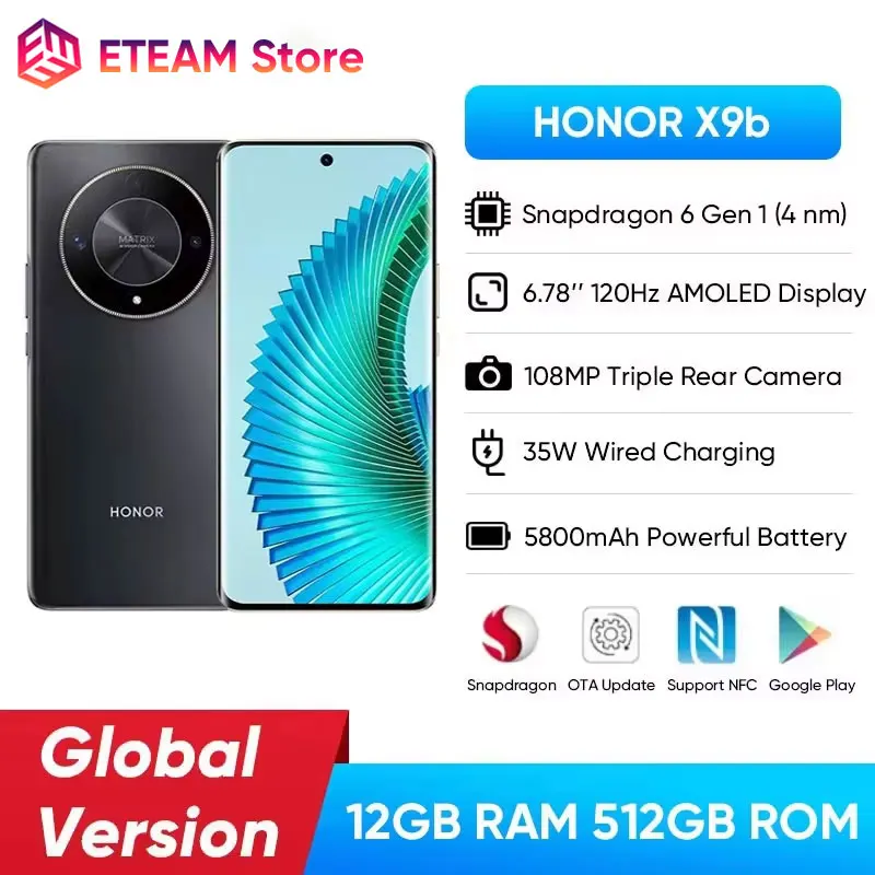 Globale Versie Eer X9b Eer Magic6 Lite 5G Smartphone 12Gb Ram 512Gb Rom 6.78 "Anti-Drop 120Hz Amoled Display 108mp Camera