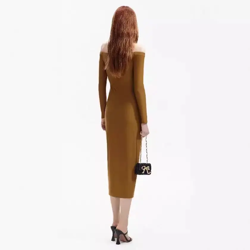 فستان فرنسي أوروبي وأمريكي بكتف واحد مجوف على شكل زهرة فساتين سهرة أنثوية وراقية للمواسيقى الاجتماعية