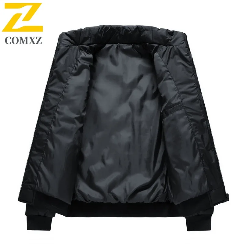 COMXZ Padding Coat Plus Size Stand Collar Winter New Thickened Korean Style Cotton Jacket Men Fleece Lined Unisex Outerwear