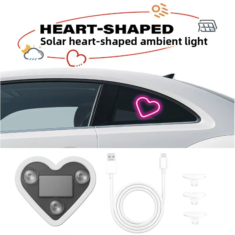 

Car Solar Triangle Window Love Light Luminous Heart LED Ambient Light
