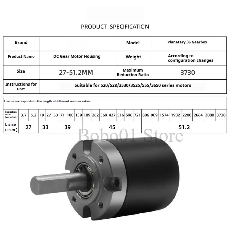 36mm planetary gear reducer motor case 555 micro DC motor motor reducer