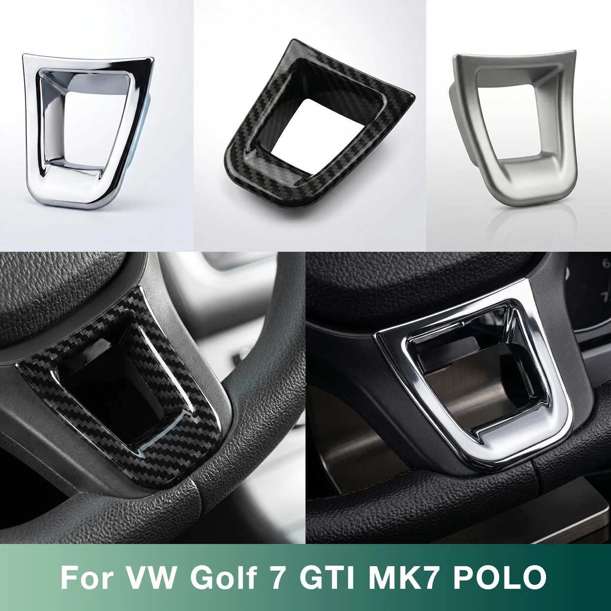 For VW Golf 7 GTI MK7 POLO Jetta MK6 Tiguan Touran Caddy Amarok Lavida Passat  Steering Wheel Trim Sticker Interior  Accessories