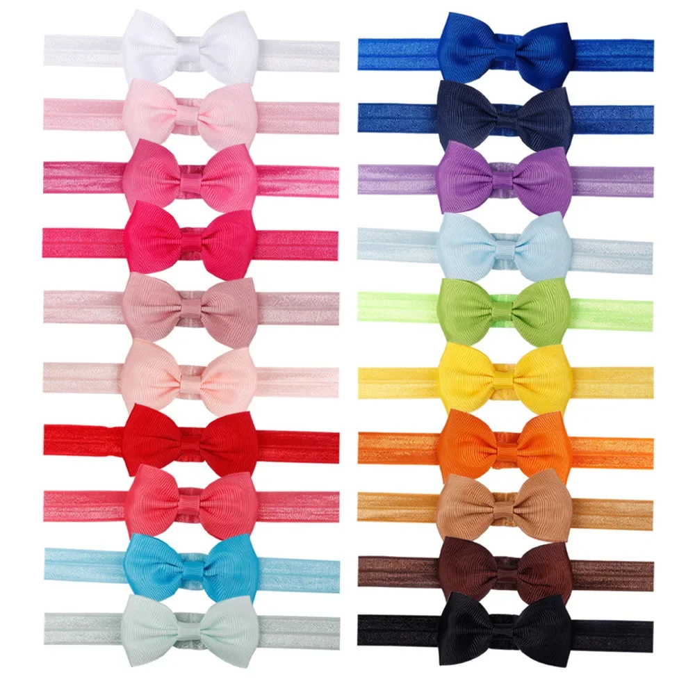 20pcs/set Cute Bow Tie Headband Hair band DIY Handmade Grosgrain Ribbon Elastic Hairband Baby Kids Hair Accessories