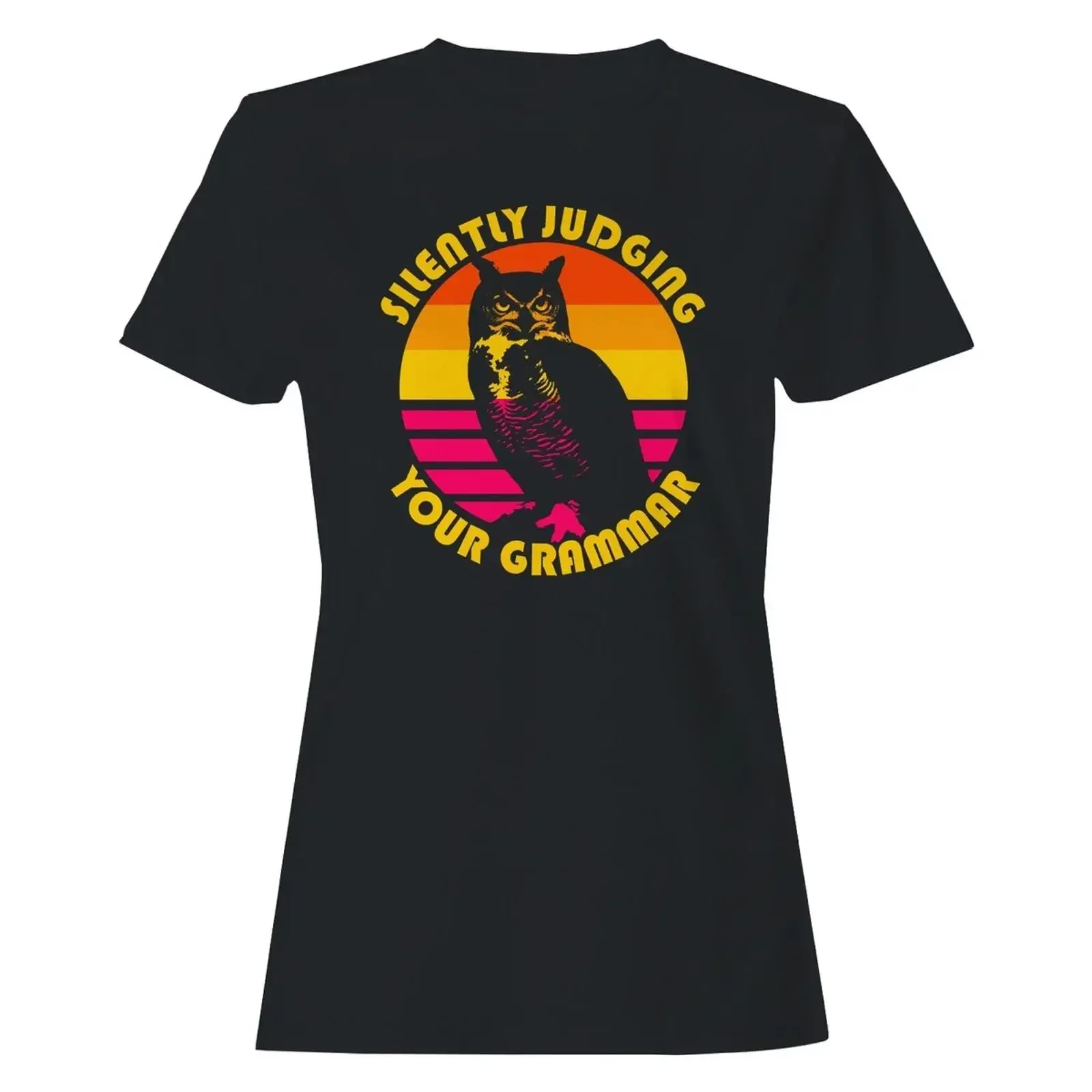 T-shirt unisexe pour femme « Silently Judging Your Grammar Owl », style vintage délavé, streetwear, élégant, doux, respirant, légèrement décontracté