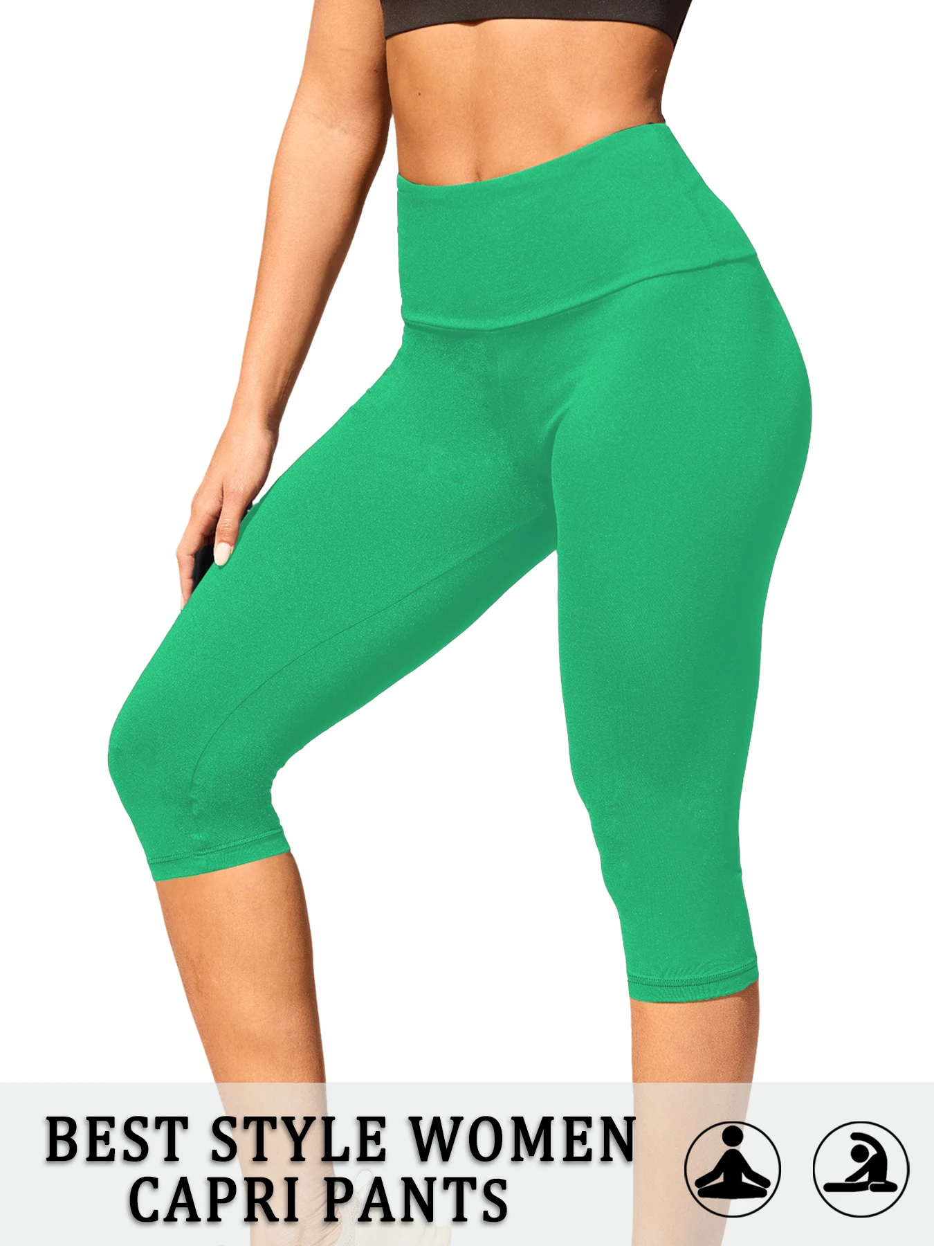 Damen High-Waist Caprihose, superweich, nicht durchsichtig, für Workout, Yoga, Laufen, Sport, Push-up, Fitness-Leggings – Detail 10